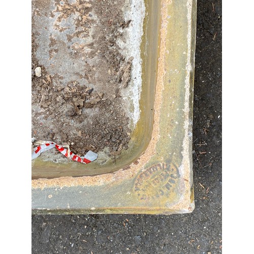 195 - A large antique/ Victorian Kilmarnock salt glazed trough/ planter, 91cm x 44cm x 23cm.
