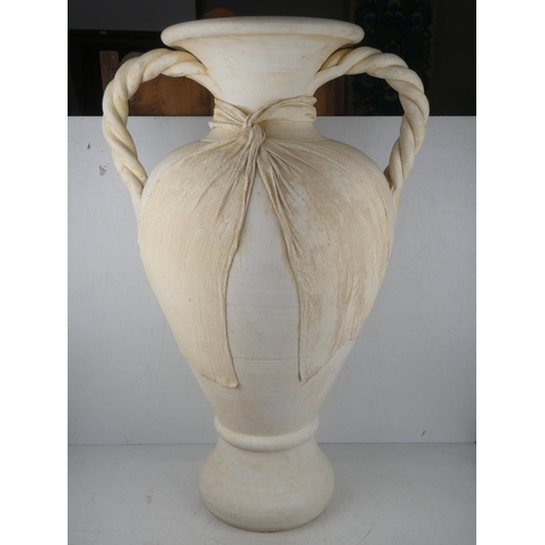1 - A large ceramic vase with bow detail, height 74cm .