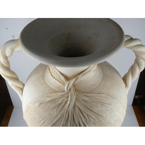 1 - A large ceramic vase with bow detail, height 74cm .