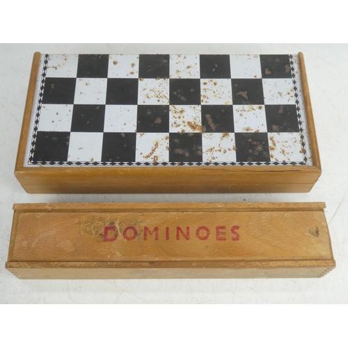 32 - A vintage Chess and Dominoes game set.
