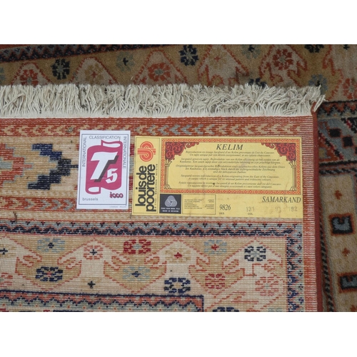 9 - A vintage Belgium patterned wool rug 'Kelim' pattern, measuring 190cm x 94cm.