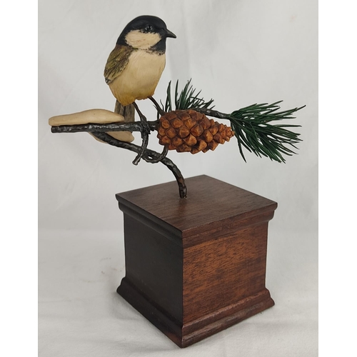 110 - A limited edition Border Fine Arts 'Chickadee' figure mounted on a wooden plinth.