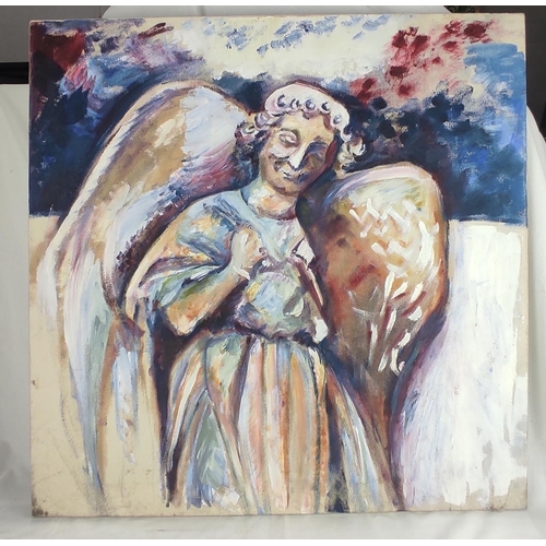 137 - A large original canvas painting of an angel, 70cm x 70cm.