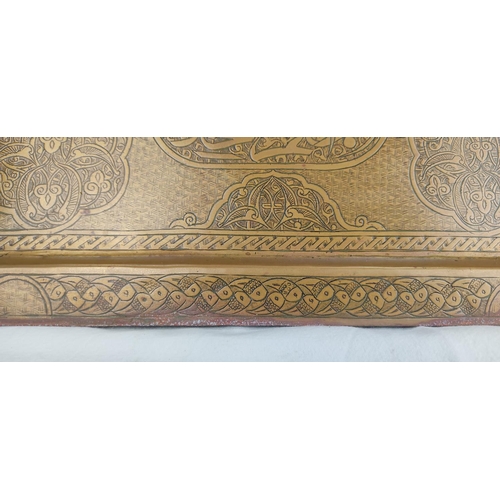 165 - A stunning antique brass serving tray, 65cm x 40cm.