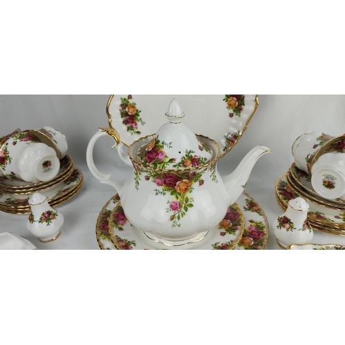 171 - A vintage Royal Albert Old Country Rose tea set to include teapot, milk jug and sugar bowl, sandwich... 