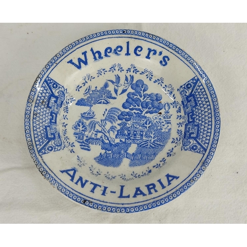 175 - A vintage J A Campbell & Son, Belfast  'Wheeler's Anti-Laria' blue and white Indian Tree patterned d... 