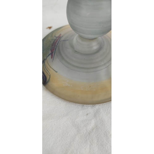 188 - A stunning Jon Art, Romania frosted glass vase with abstract design, signed, 33cm.