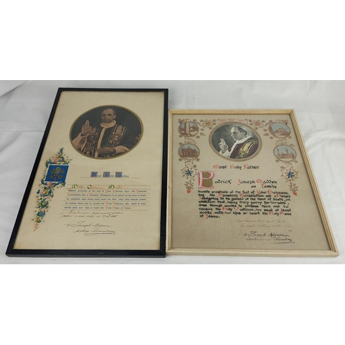 58 - Two vintage framed Religious certificates.