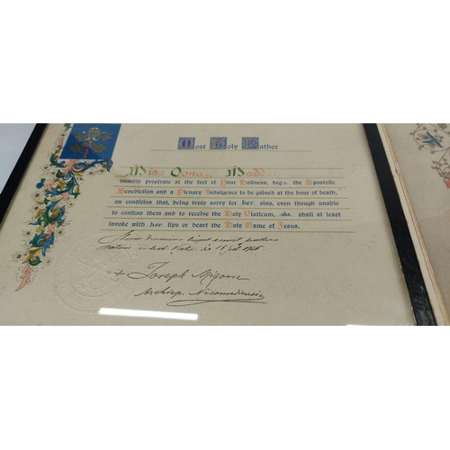 58 - Two vintage framed Religious certificates.