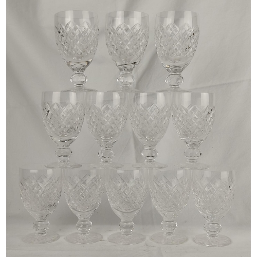 87 - A set of 12 cut glass glasses.