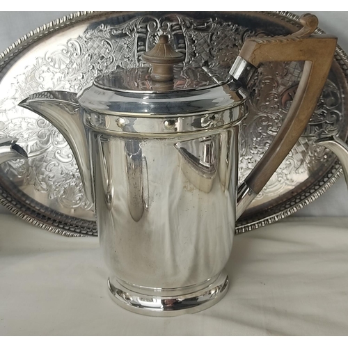 224 - A lot of silver plated teapots, serving trays and more.