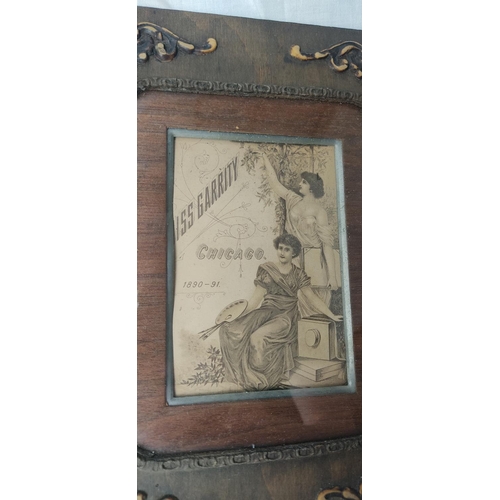 237 - A vintage wooden picture frame and two other framed pictures.