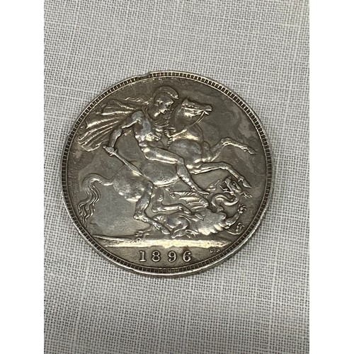 383 - An 1896 Victorian Silver Crown coin.