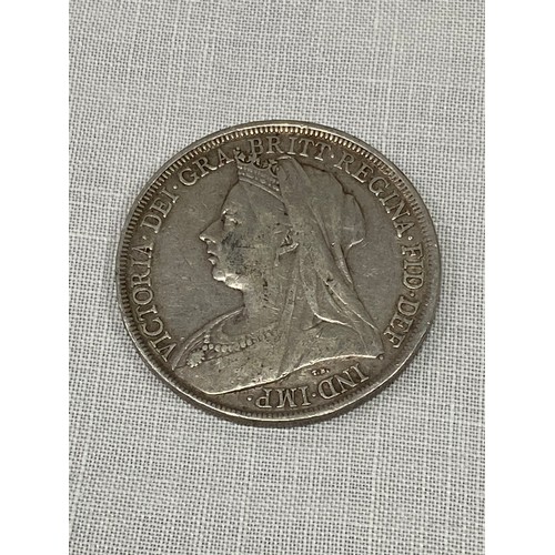 385 - A 1900 Victorian Silver Crown coin.