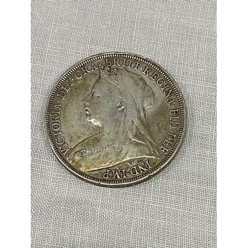 388 - An 1896 Victorian Silver Crown coin.