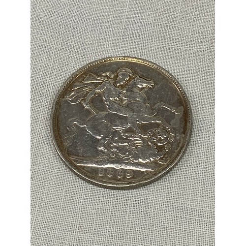 389 - An 1889 Victorian Silver Crown coin.