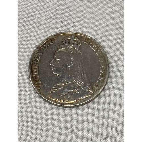 389 - An 1889 Victorian Silver Crown coin.