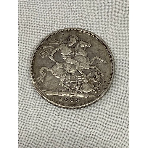 392 - An 1889 Victorian Silver Crown coin.