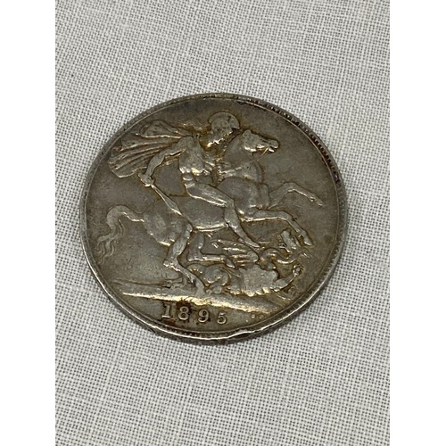 394 - An 1895 Victorian Silver Crown coin.