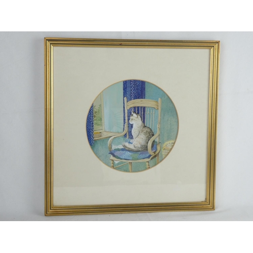 324 - An original framed watercolour of a cat, by Irish Artist, Helen Condy.