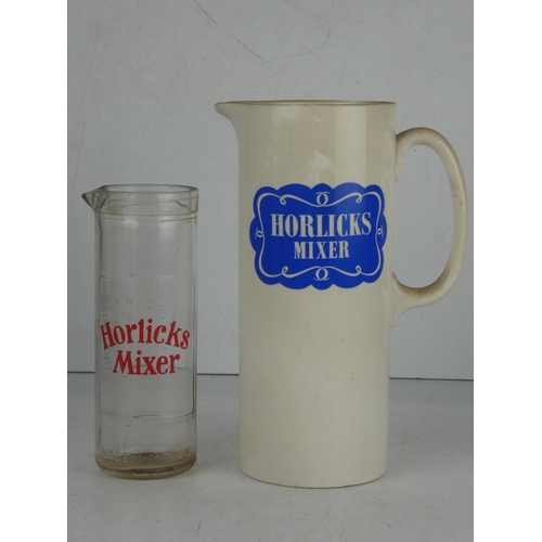 397 - A vintage Horlicks Mixer glass & jug.