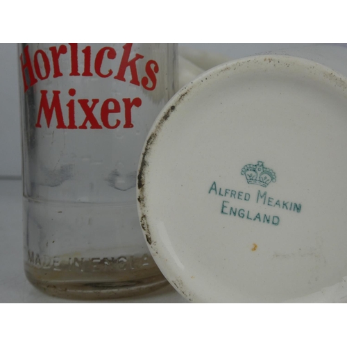 397 - A vintage Horlicks Mixer glass & jug.