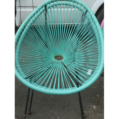 465 - Two wire style garden chairs.