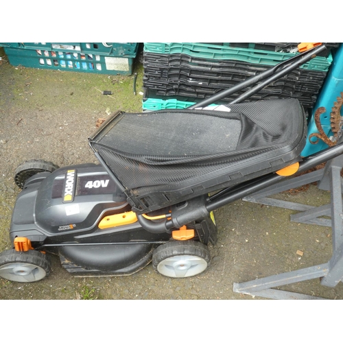 469 - A Worx 40V Power Shark cordless lawnmower. (lacking battery)