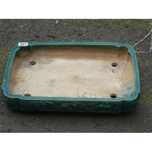 481 - A large vintage glazed pottery planter, 51cm x 38cm x 8cm.