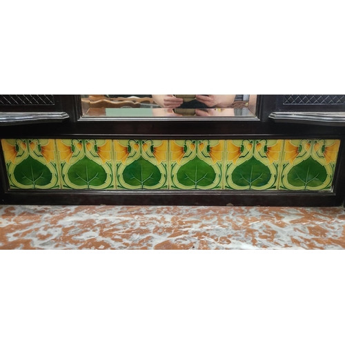 403 - A stunning antique marble topped wash stand with Art Deco tile splash back and mirror, 110cm x 160cm... 