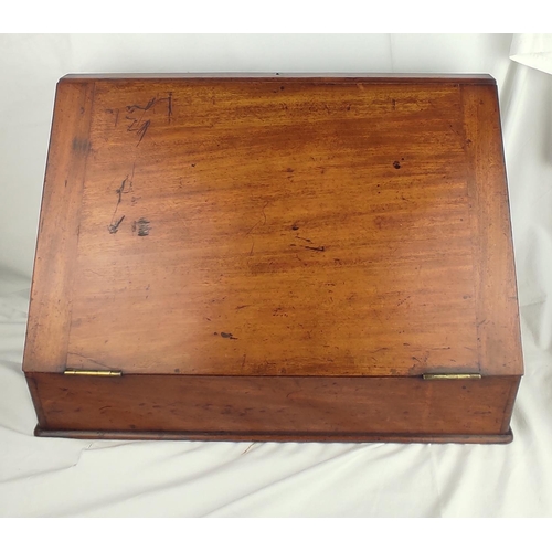 406 - A stunning antique mahogany writing box with leather inset, 52cm x 35cm x 26cm.