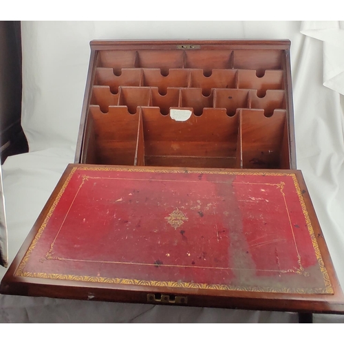 406 - A stunning antique mahogany writing box with leather inset, 52cm x 35cm x 26cm.