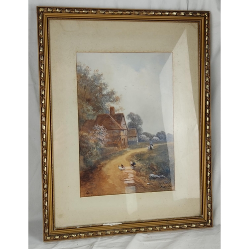 426 - A stunning gilt framed watercolour ' Spring' signed F Arnold, 54cm x 42cm.