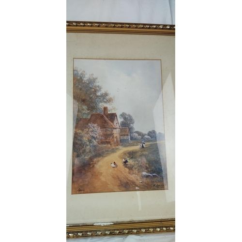 426 - A stunning gilt framed watercolour ' Spring' signed F Arnold, 54cm x 42cm.