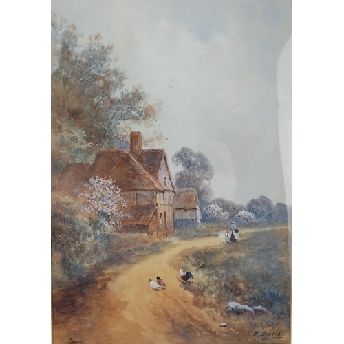 426 - A stunning gilt framed watercolour ' Spring' signed F Arnold, 54cm x 42cm.