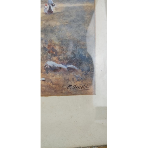 426 - A stunning gilt framed watercolour ' Spring' signed F Arnold, 54cm x 42cm.