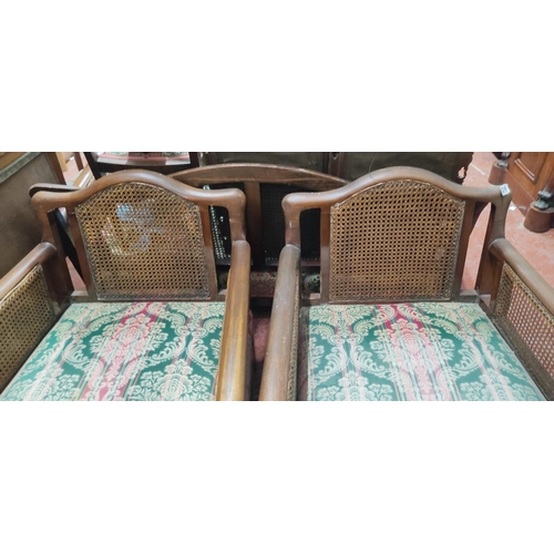 428 - A stunning pair of antique oak Berger backed lounge chairs.