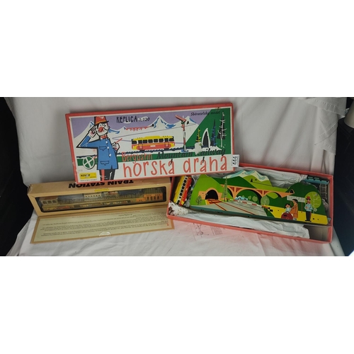 444 - A vintage boxed Czech Republic 'Bergahn Moutain Railway' set and a vintage boxed Schylling Brothers ... 