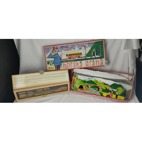 445 - A vintage boxed Czech Republic 'Bergahn Moutain Railway' set and a vintage boxed Schylling Brothers ... 