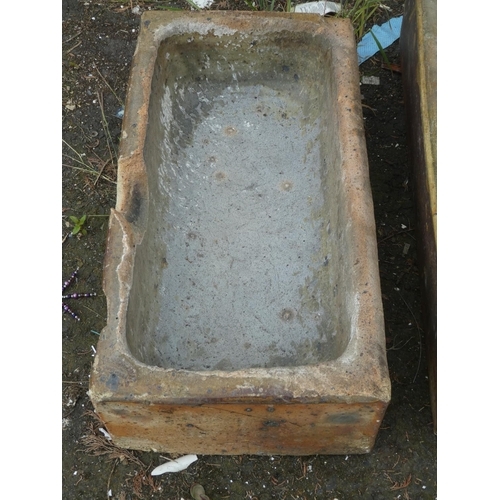 460 - A large antique/ Victorian Kilmarnock salt glazed trough/ planter,