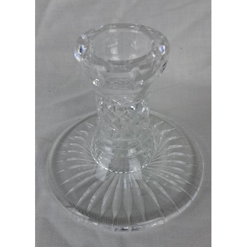 41 - Waterford crystal candle holder, intricately cut with a starburst pattern. Marked with 