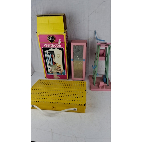 616 - Mixed lot includes Meccano yellow storage boxes, Sindy Wardrobe toy set with original packaging, and... 