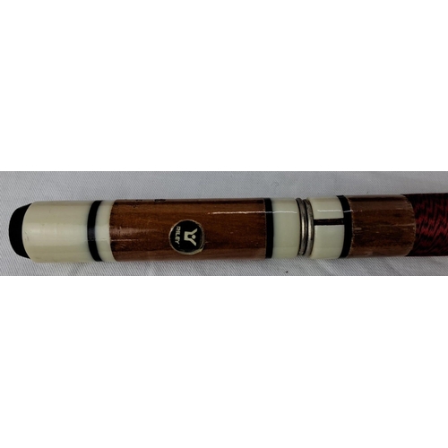 69 - Riley snooker cue with black and red case, featuring red wrapping and white accents.