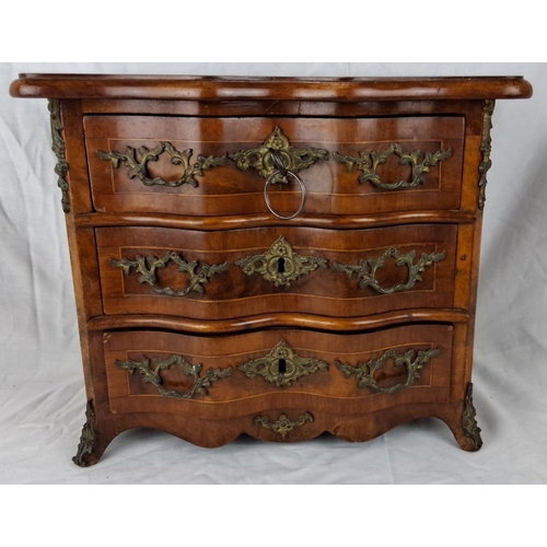 73 - Miniature Chest of Drawers from the 18th Century, Louis XV Style. The item is made from walnut and f... 