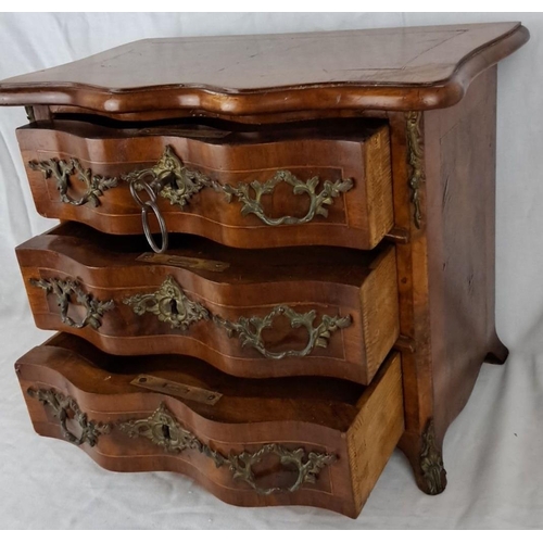 73 - Miniature Chest of Drawers from the 18th Century, Louis XV Style. The item is made from walnut and f... 