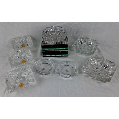 99 - Set of eight crystal ashtrays by Bleikristall, Germany. Includes boxed Ash-tray Crystar models and v... 