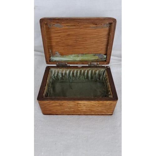 1185 - 19th-century decorative oak box with fully hall marked repoussé lid. Lush interior lining. A fine ex... 