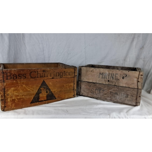 1226 - Set of two vintage wooden crates. Includes a Bass Charrington crate and a Maine Soft Drinks crate. F... 