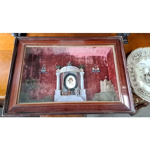 1234 - Shadow box diorama featuring a regal portrait set within a classical architectural scene. Intricate ... 