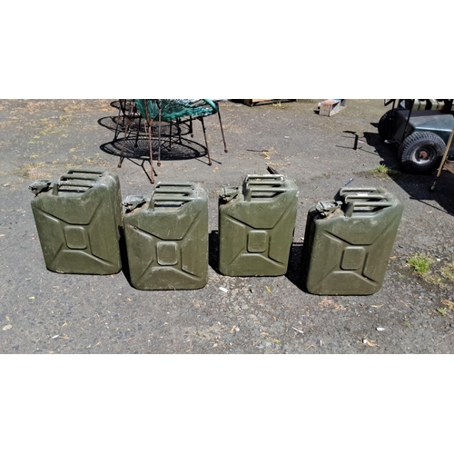 642 - Set of four green vintage British military metal jerry cans. Each marked with production year.